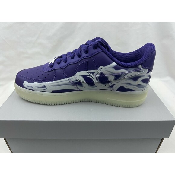 Nike Air Force 1 Low '07 QS Purple Skeleton Halloween Shoes CU8067-500 Size 5 - Picture 4 of 8